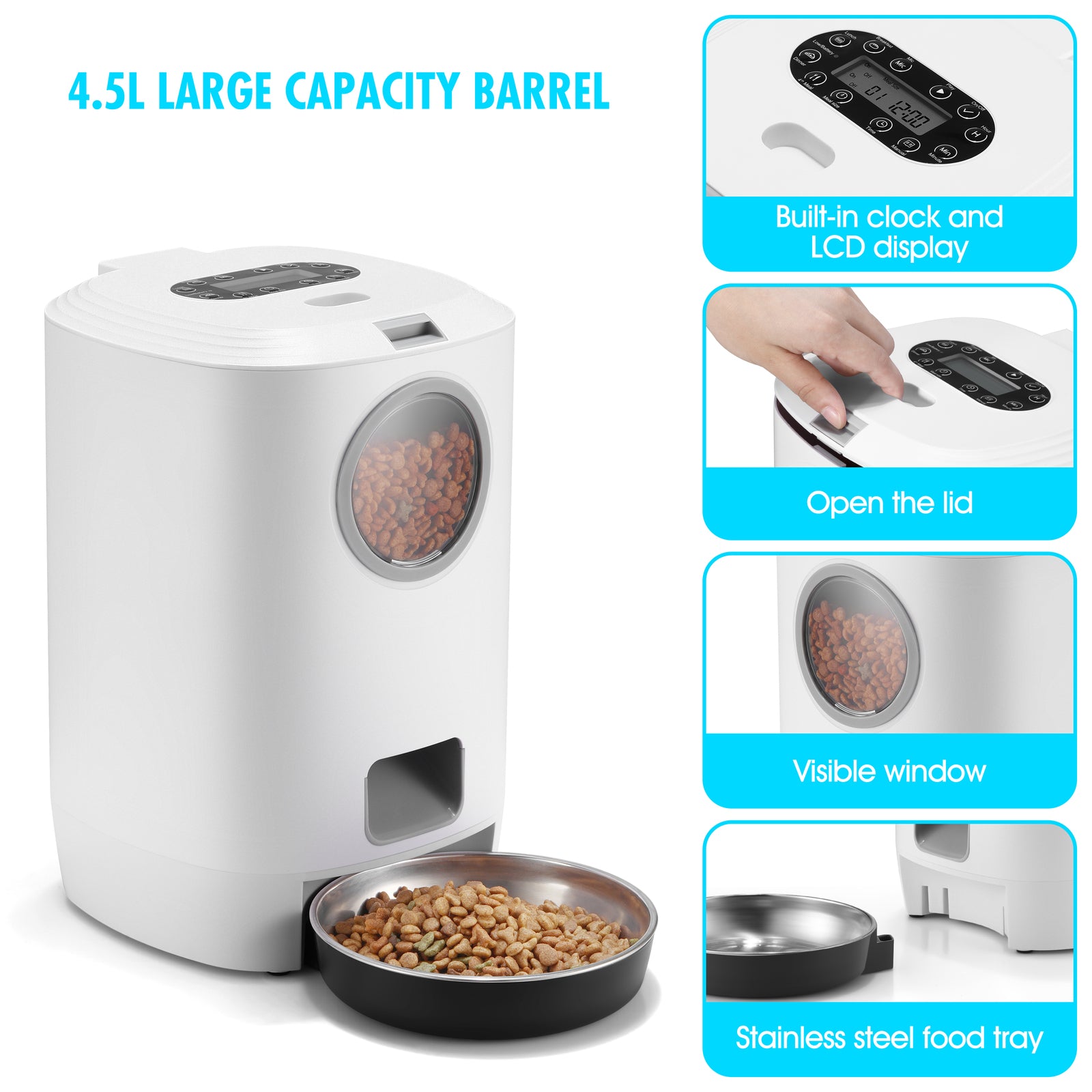 4.5L Automatic Digital Pet Feeder with Smart Chip & Recorder