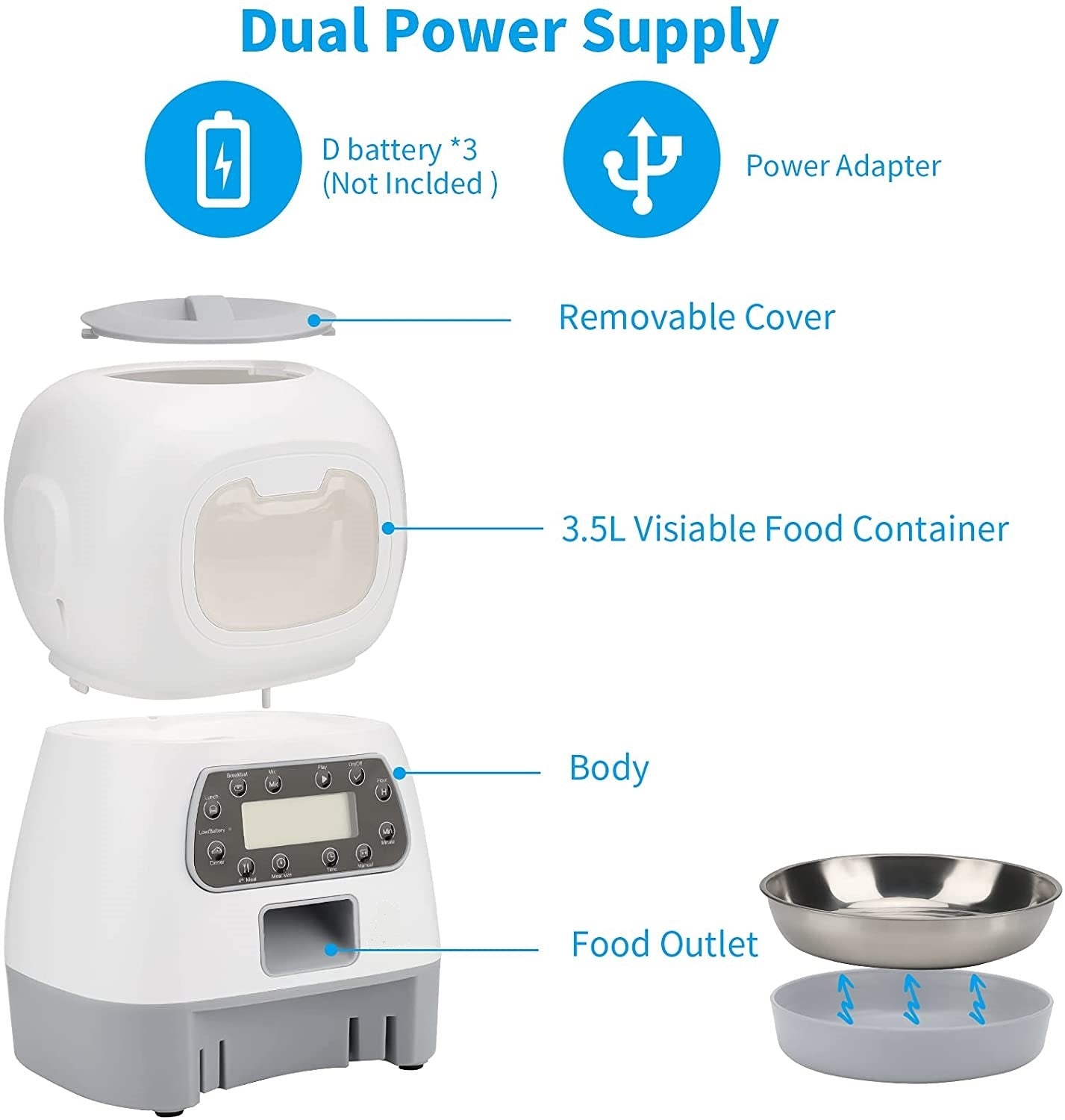 3.5L Automatic Programmable Pet Feeder with Digital Display