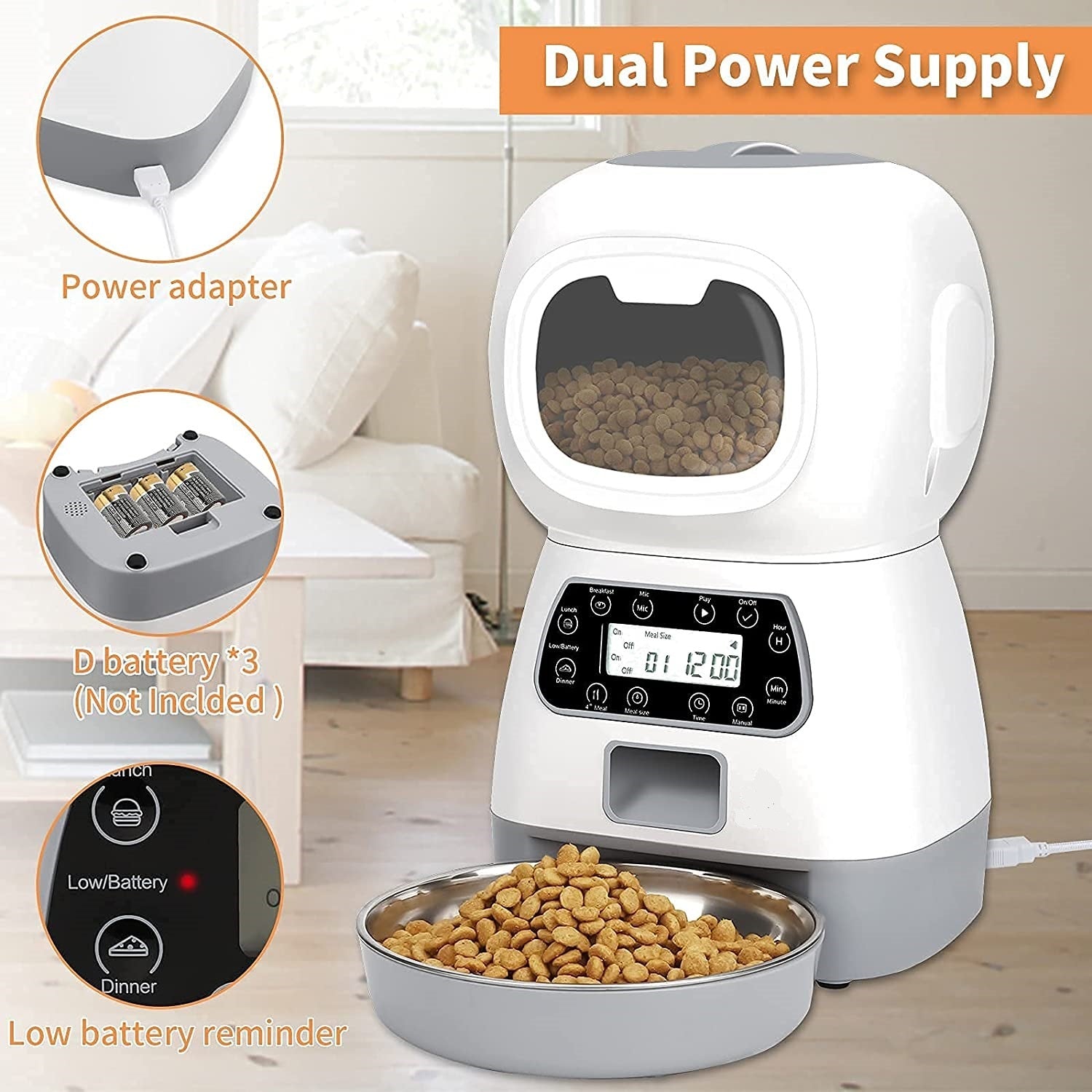 3.5L Automatic Programmable Pet Feeder with Digital Display