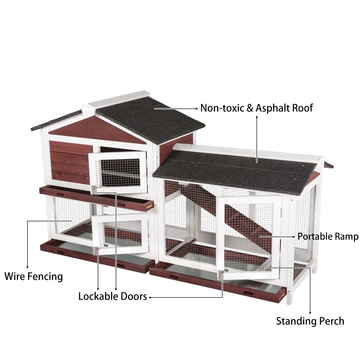 Double Storey Large Rabbit Hutch w/ Pull Out Tray, YES4PETS