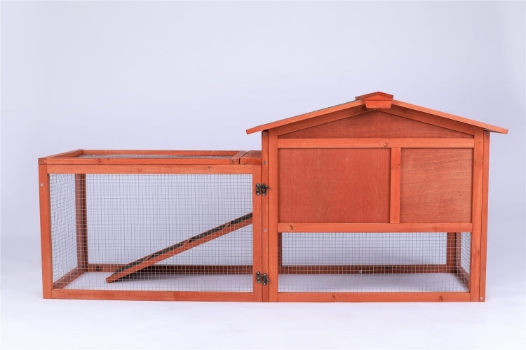 Eco-Friendly Fir Wood Rabbit Hutch with Metal Run & Easy Access Doors