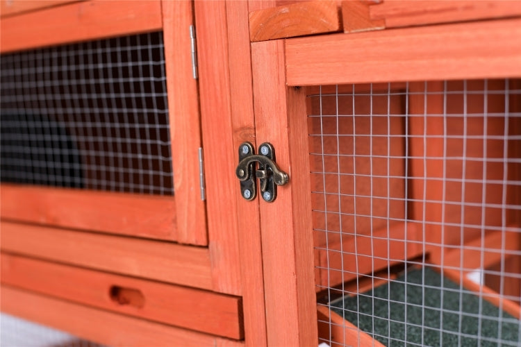 Eco-Friendly Fir Wood Rabbit Hutch with Metal Run & Easy Access Doors