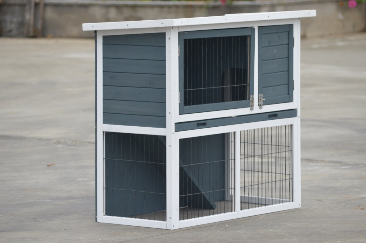 Waterproof Double Storey Rabbit Hutch with Pull Out Tray YES4PETS