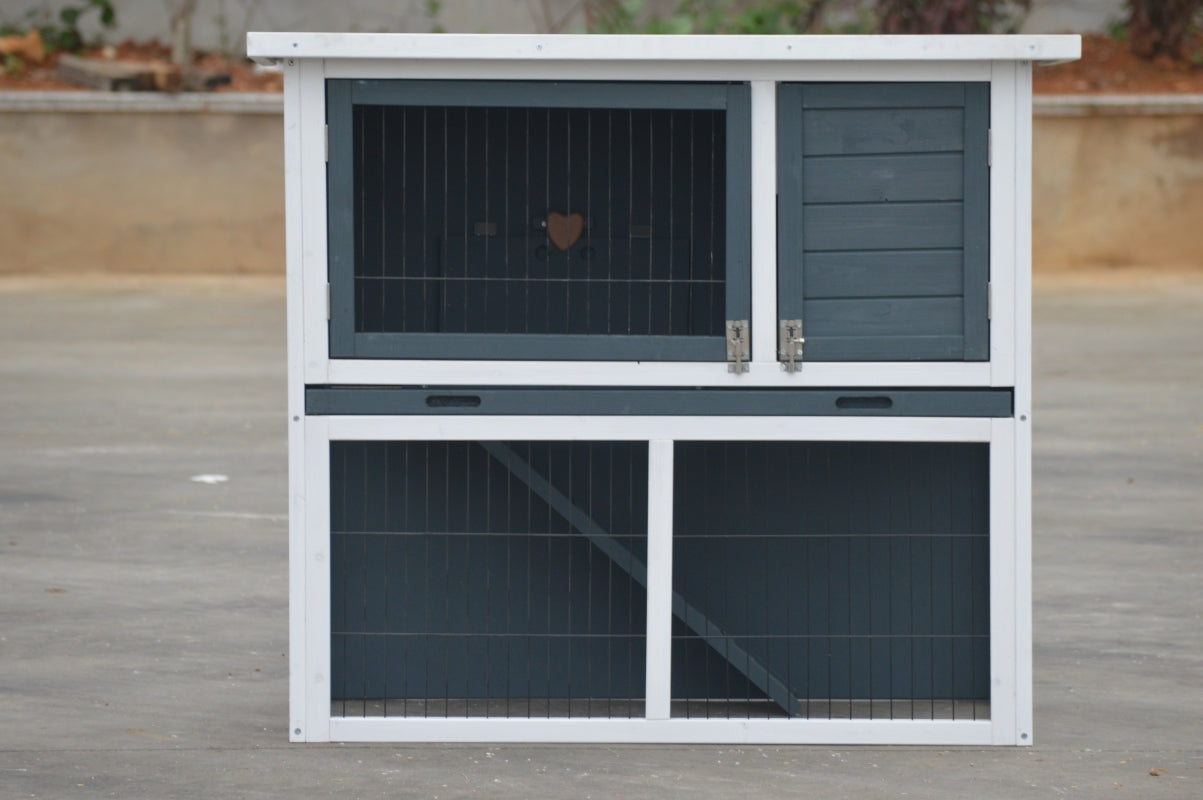 Waterproof Double Storey Rabbit Hutch with Pull Out Tray YES4PETS