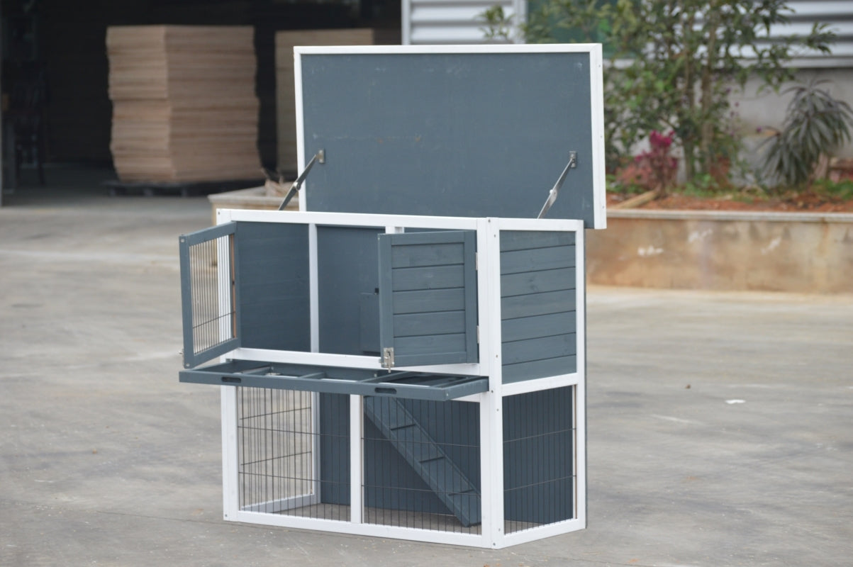 Waterproof Double Storey Rabbit Hutch with Pull Out Tray YES4PETS