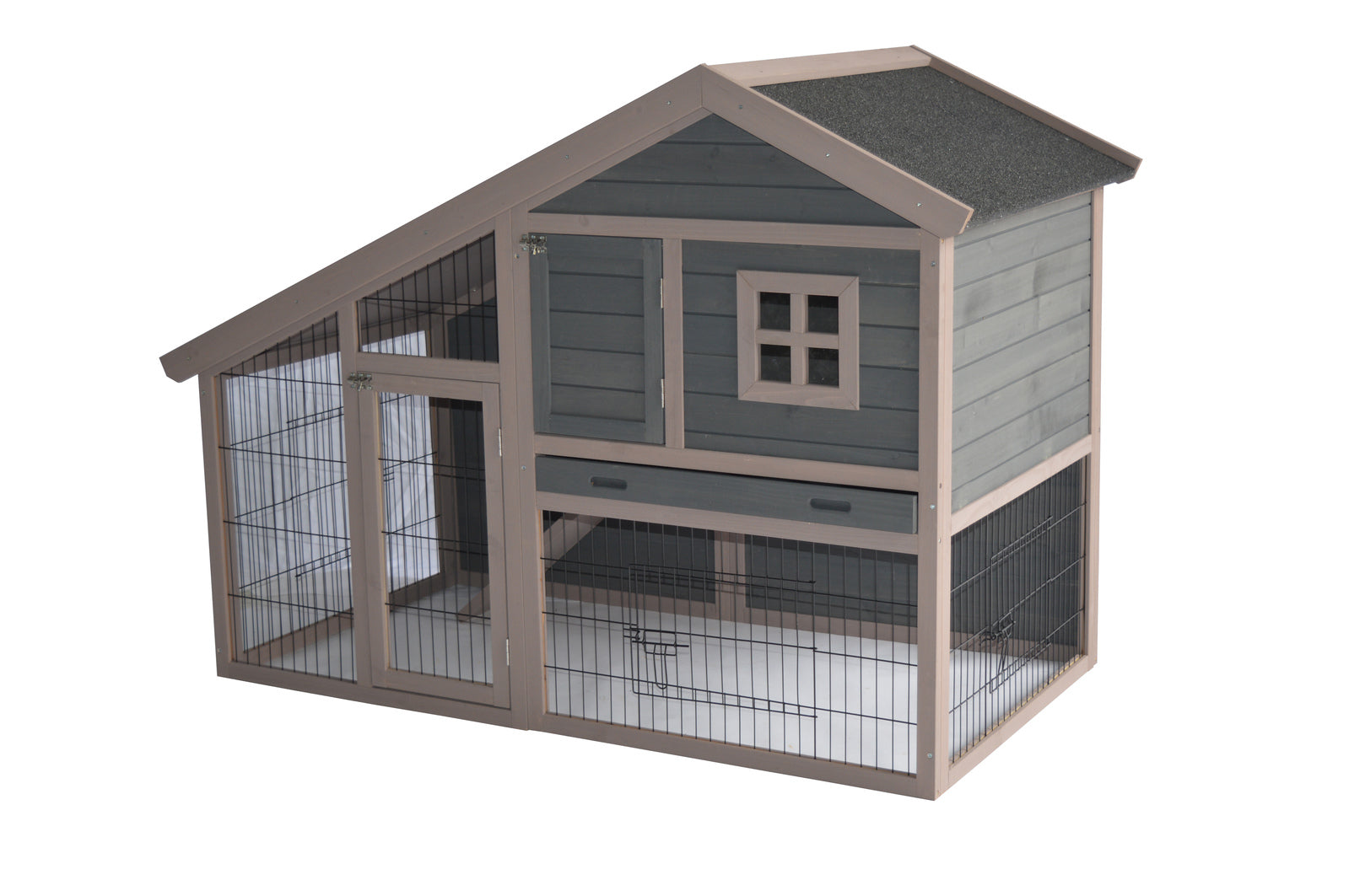 Solid Fir Wood Grey Chicken Coop Rabbit Hutch with Tray