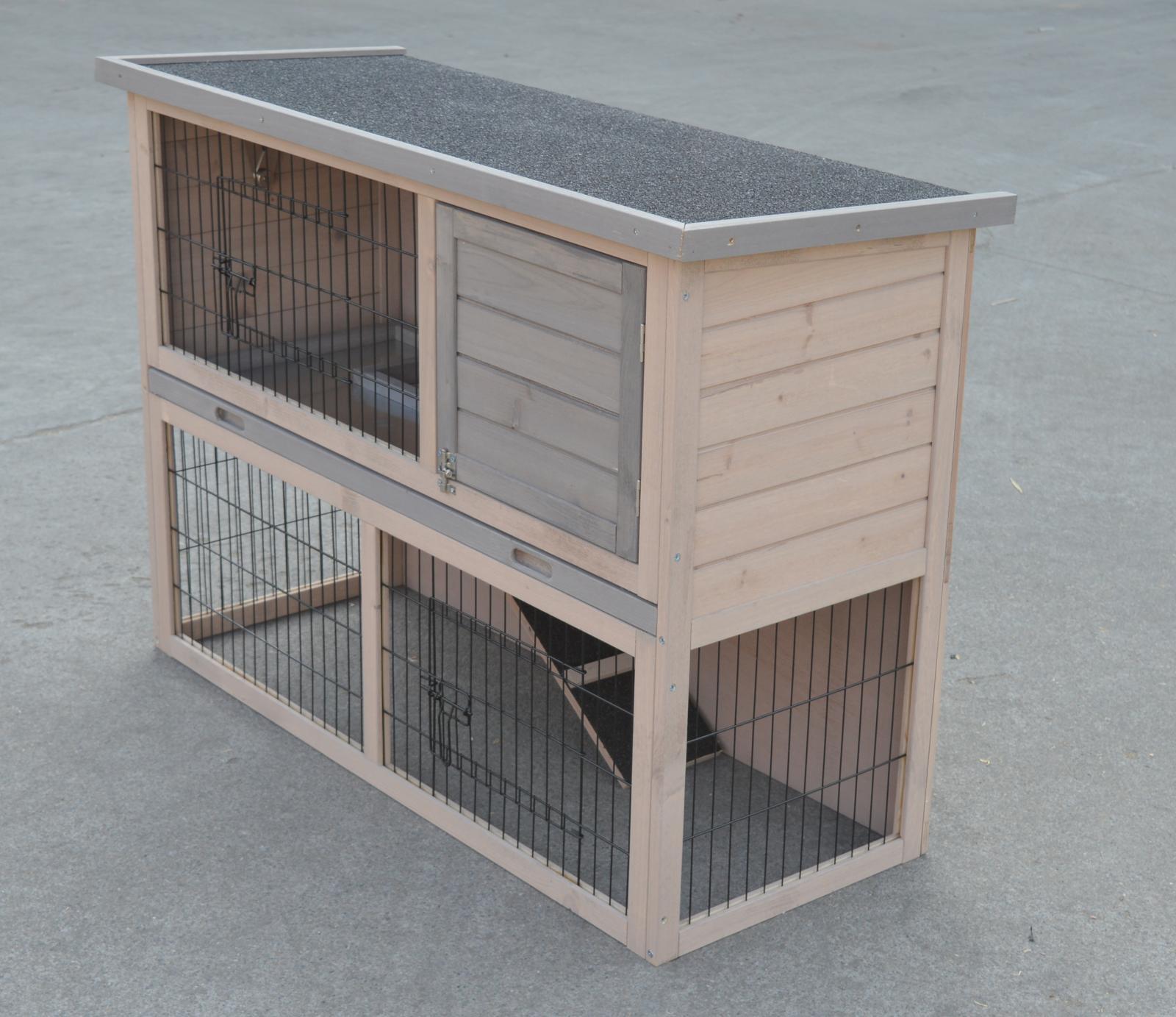 Waterproof Double Storey Rabbit Hutch With Hinged Roof