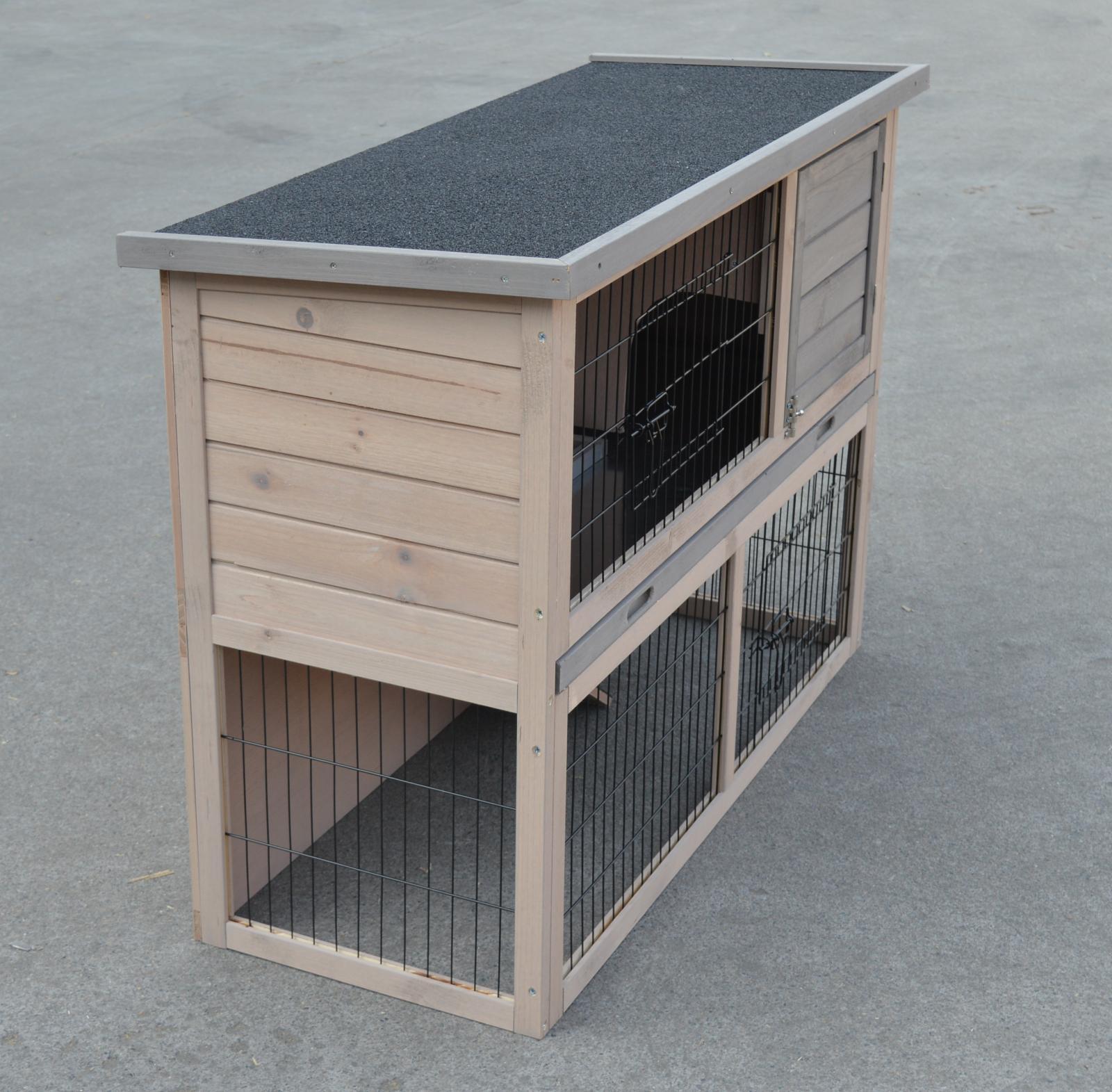 Waterproof Double Storey Rabbit Hutch With Hinged Roof