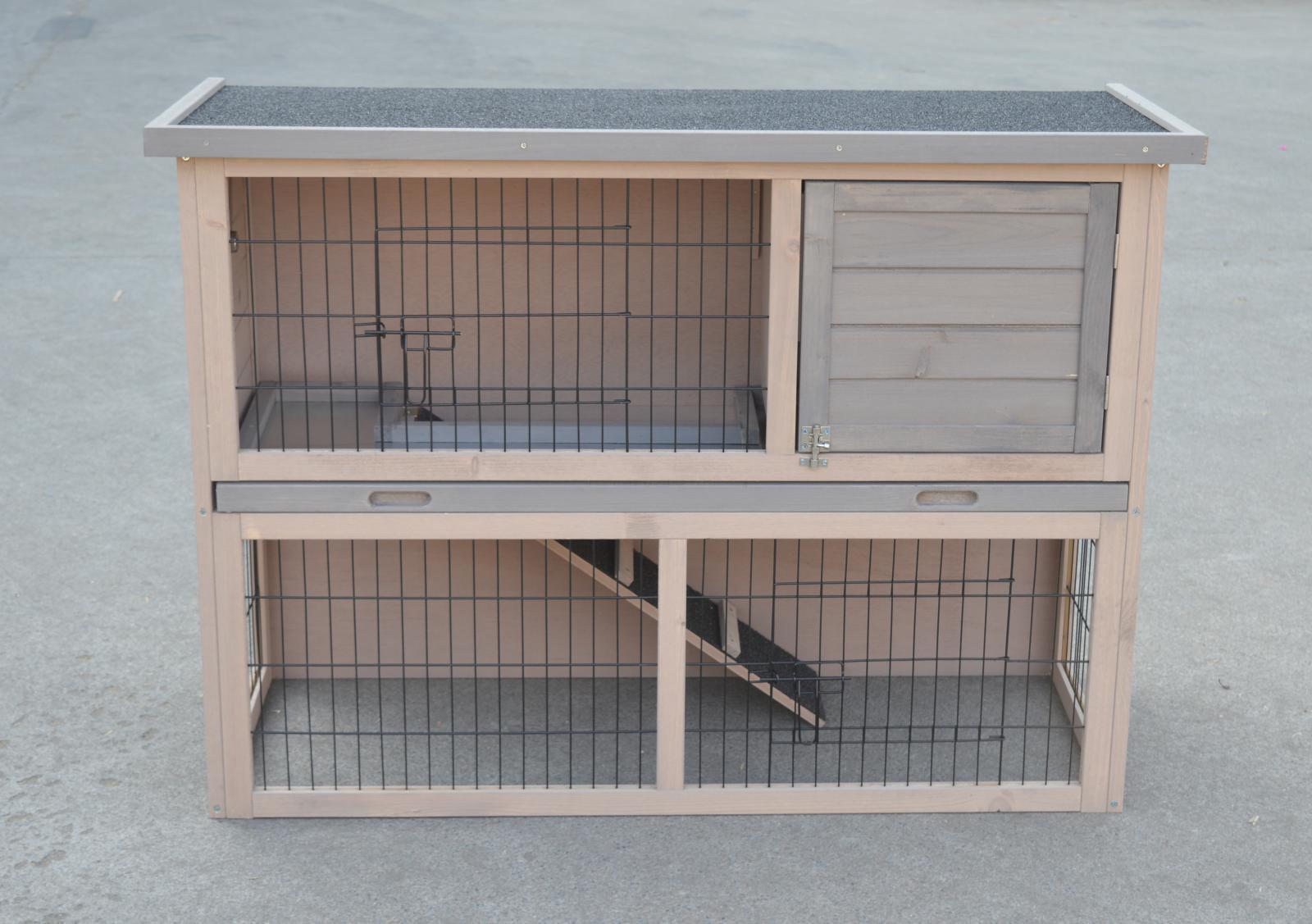 Waterproof Double Storey Rabbit Hutch With Hinged Roof