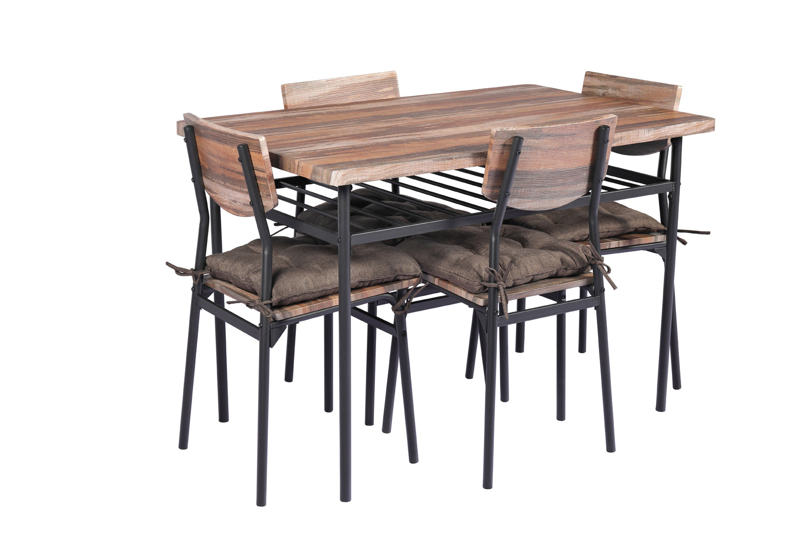 Modern 5 Piece Dining Set with Cushions, Metal Frame