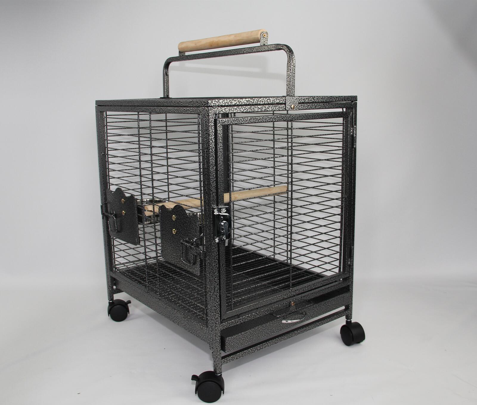 Durable Wrought Iron Bird Cage with Wheels & Perches