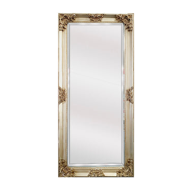 Ornate French Provincial Wall Mirror, 90x170cm, Champagne