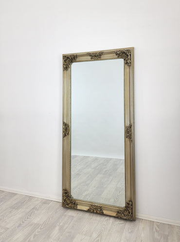 Ornate French Provincial Wall Mirror, 90x170cm, Champagne