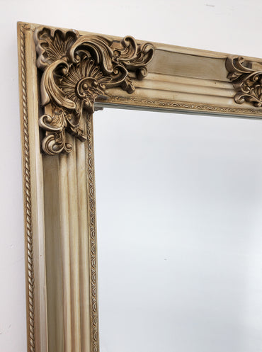 Ornate French Provincial Wall Mirror, 90x170cm, Champagne