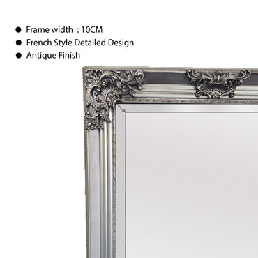 Ornate Antique Silver French Provincial Mirror 90x170cm