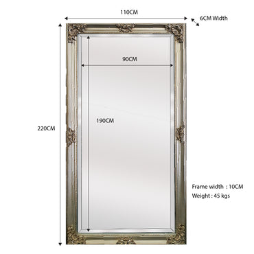 Extra-Large Ornate French Provincial Mirror, 210cm x 110cm