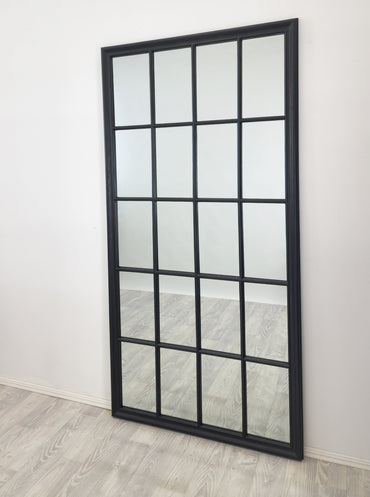 Large Black Windowpane Mirror, Rectangle 100x200cm