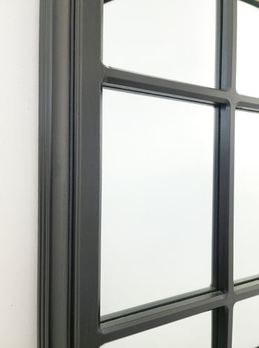 Large Black Windowpane Mirror, Rectangle 100x200cm