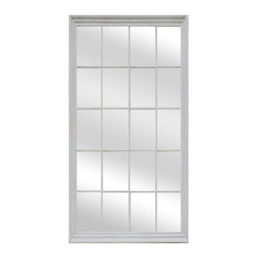 White Wood Windowpane Mirror - 100cm x 200cm Rectangle