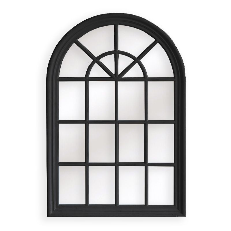 Matte Black Arch Window Style Wall Mirror - 100x150cm