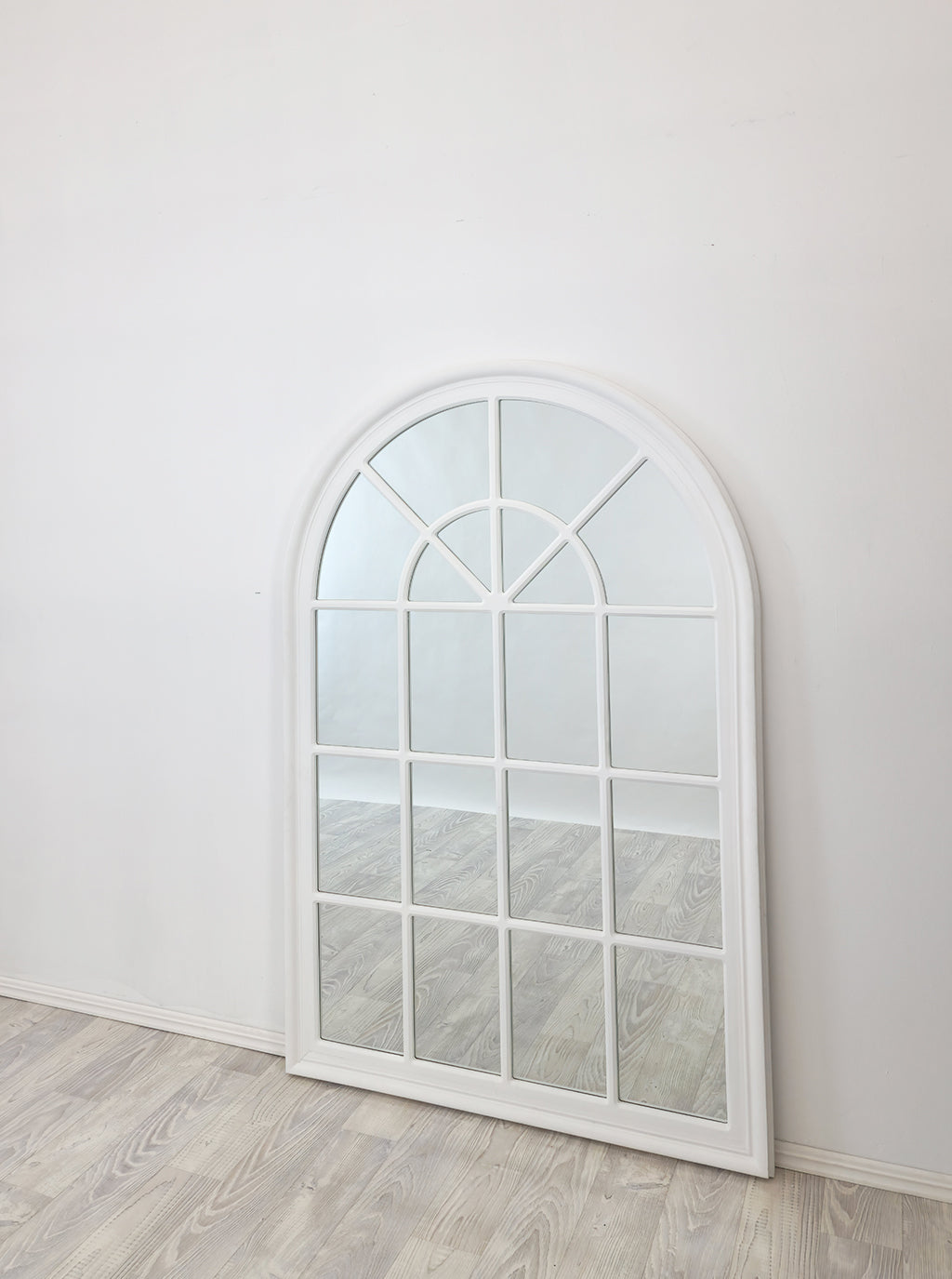 Matte White Arch Window Style Mirror - 100 x 150 CM, Wood