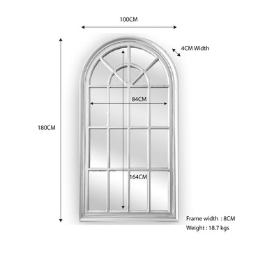 Matte White Arch Window Style Mirror 100x180CM - X-Large