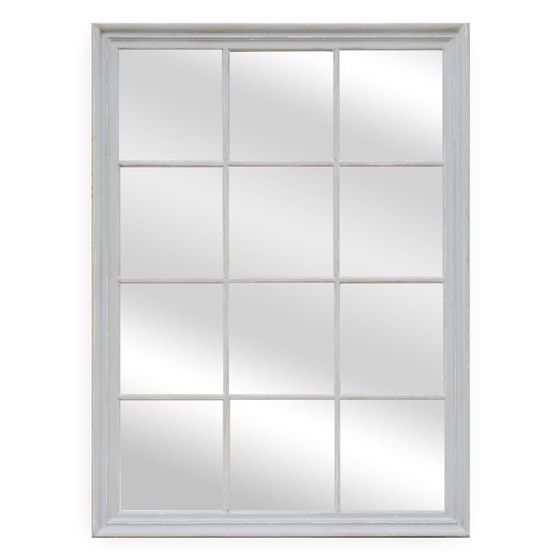 Matte White Window Style Mirror 95x130cm - Wood Frame