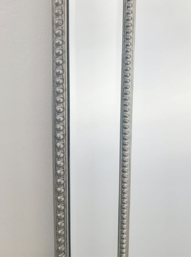 Antique Silver Beaded Framed Wall Mirror 70x170cm