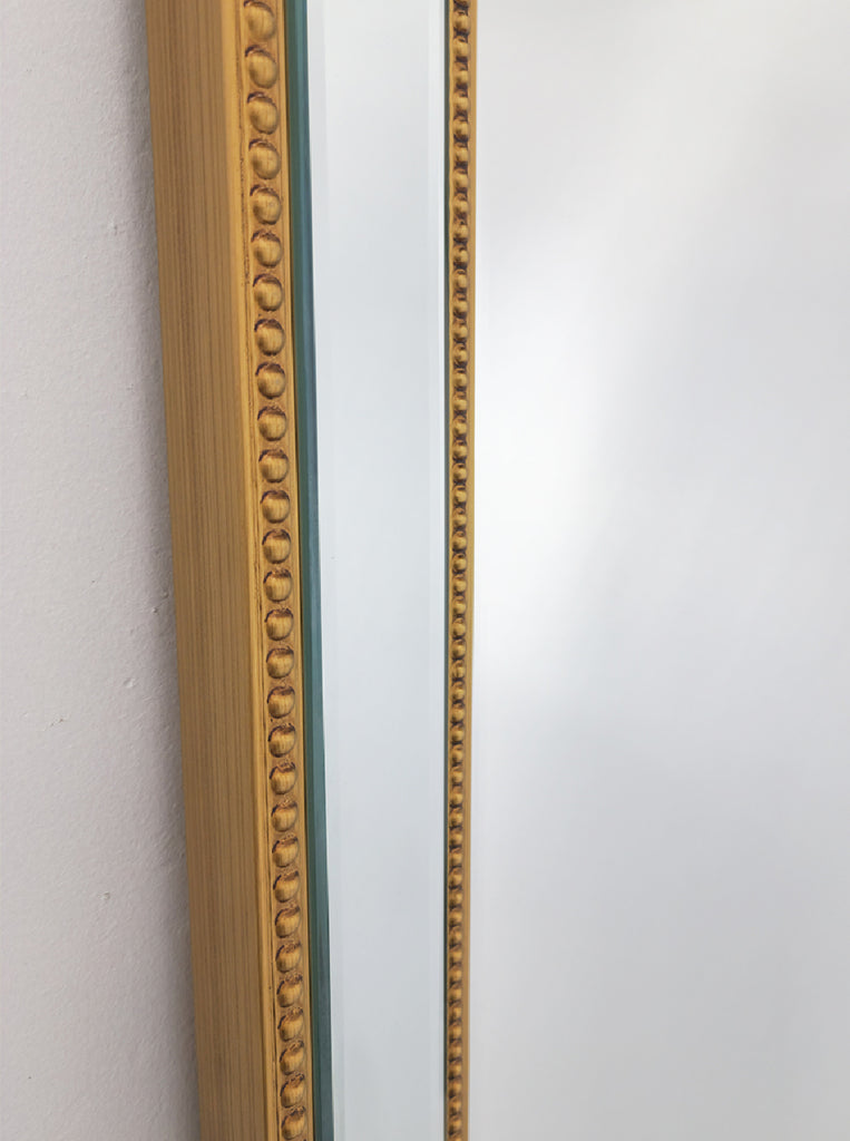 Gold Beaded Framed Mirror 70x170cm, High-Quality Wood