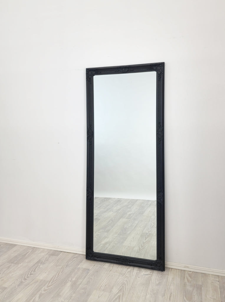 Intricate Black Ornate Wall Mirror, 70x170cm, Durable