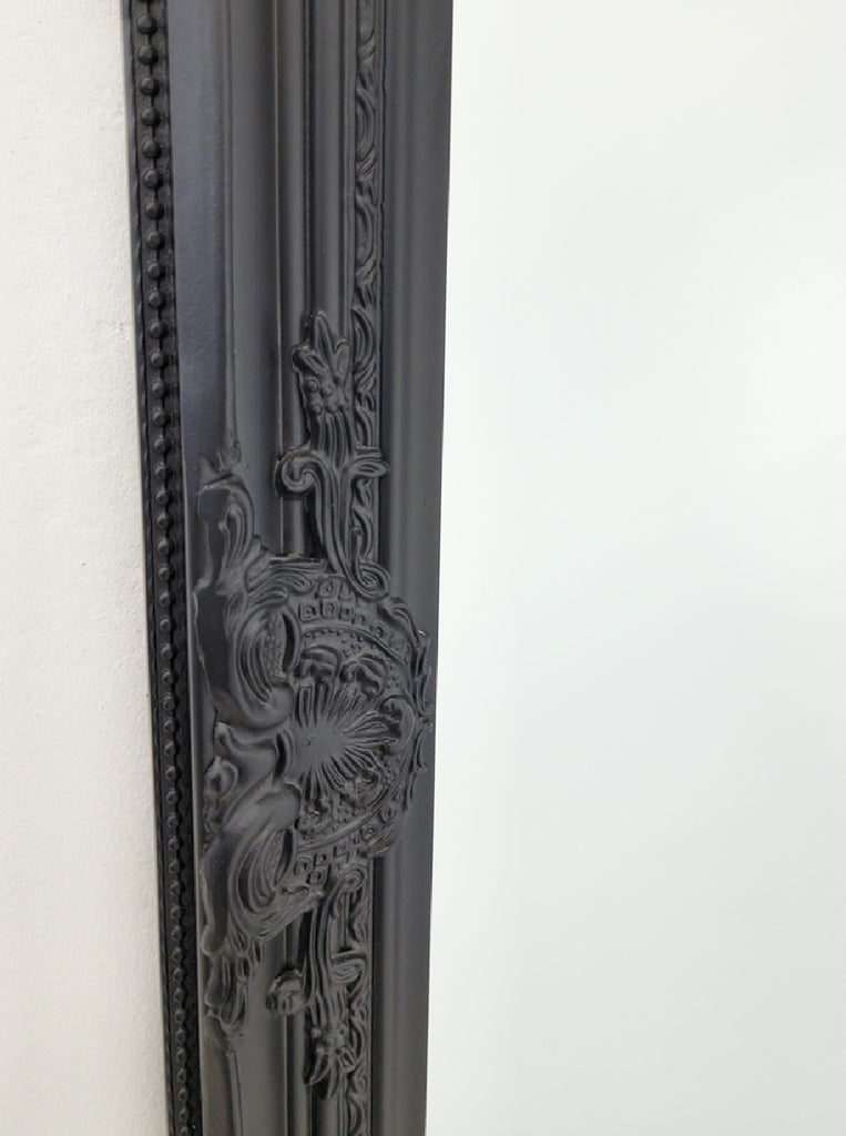 Intricate Black Ornate Wall Mirror, 70x170cm, Durable