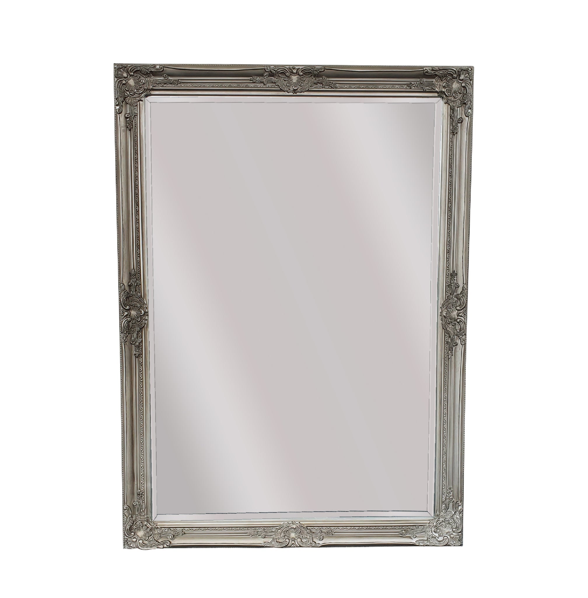 Antique Silver Ornate Mirror 80x110cm, Wood Frame