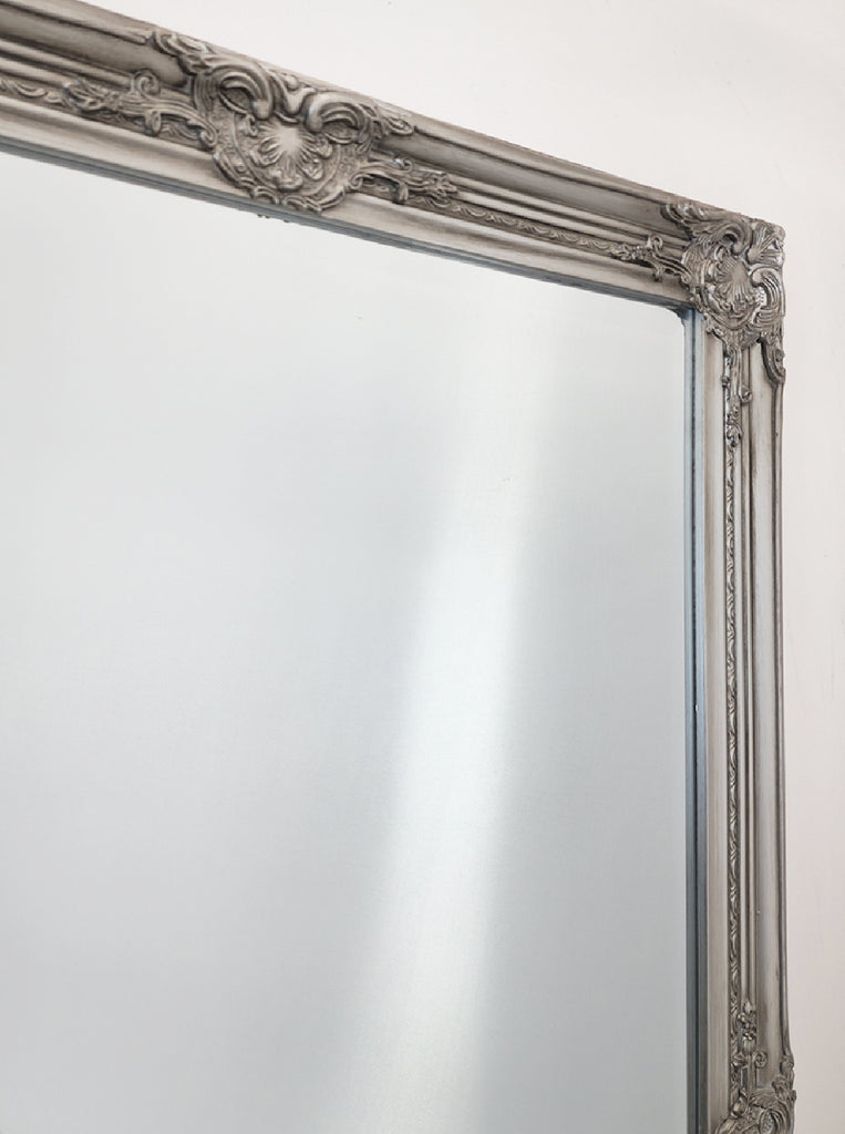 Antique Silver Ornate Mirror 80x110cm, Wood Frame