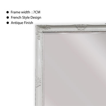 Elegant White Ornate Mirror 80x110cm, Wood Frame