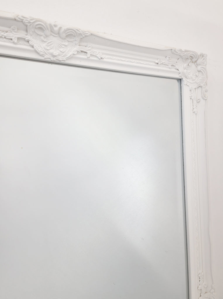 Elegant White Ornate Mirror 80x110cm, Wood Frame