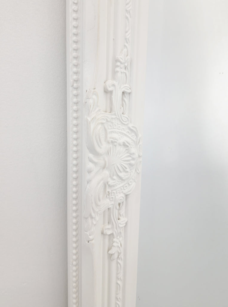 Elegant White Ornate Mirror 80x110cm, Wood Frame