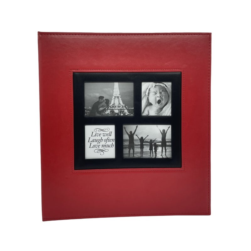 Extra Large 600-Pocket Leather Photo Album - Red