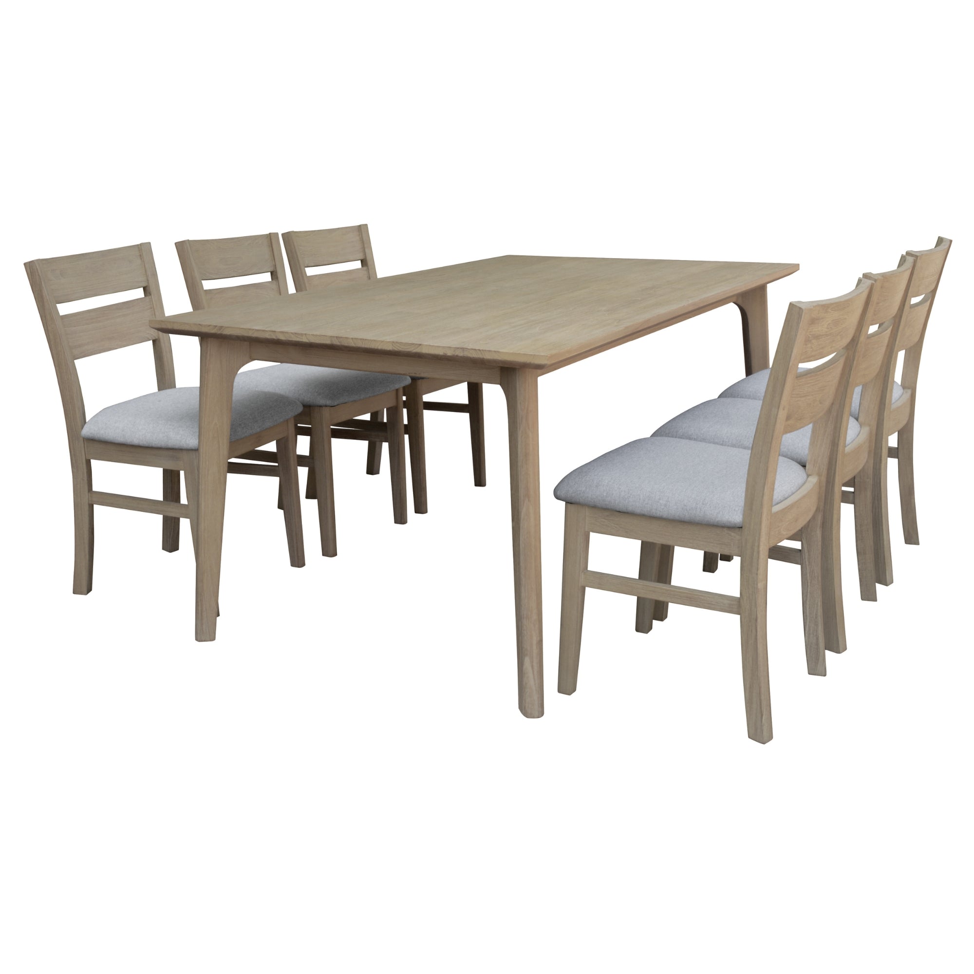 Solid Acacia 7pc Dining Table Set, Tapered Legs, Coastal Style - Tyler