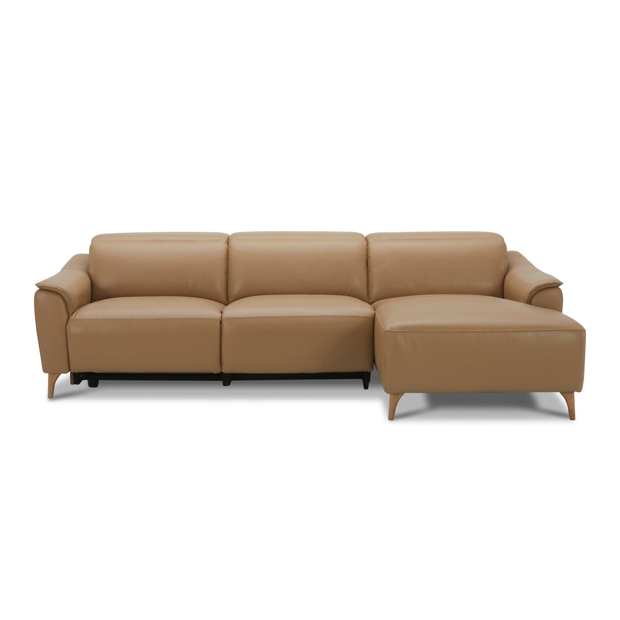 2 Seater Leather Recliner Sofa with Chaise, USB Port