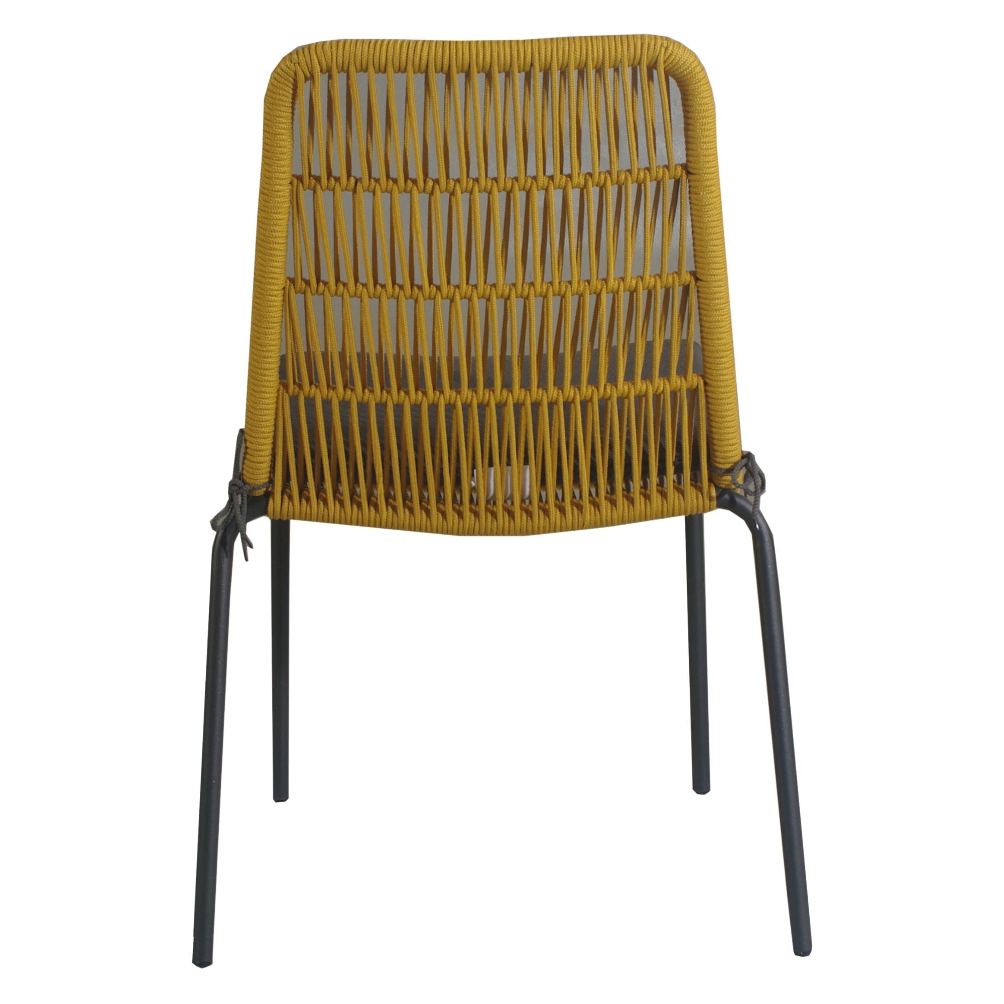 6pc Yellow Waterproof Rope Dining Chairs, Metal Frame