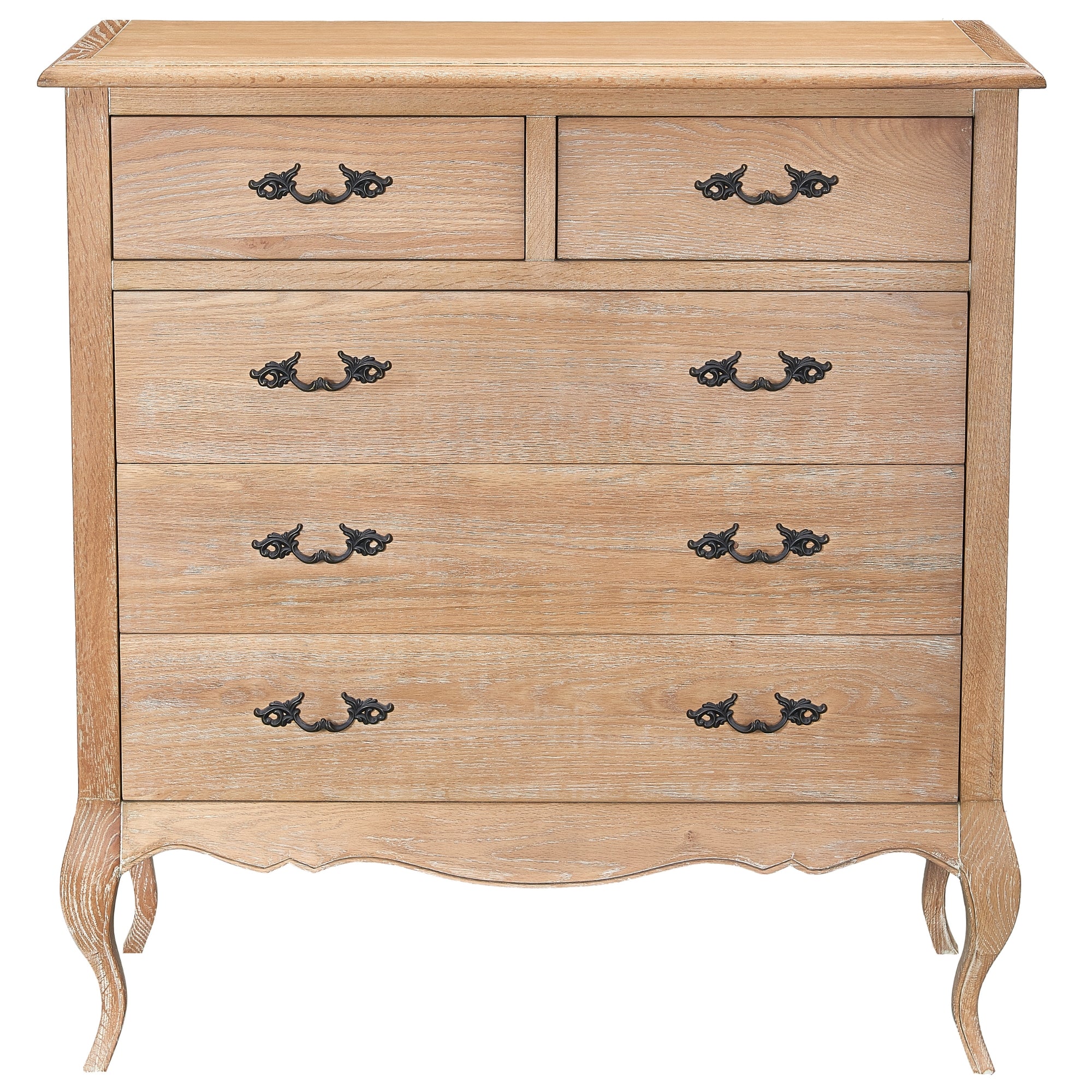 French Provincial Oak Bedside Tables & Tallboy Set, 3pcs