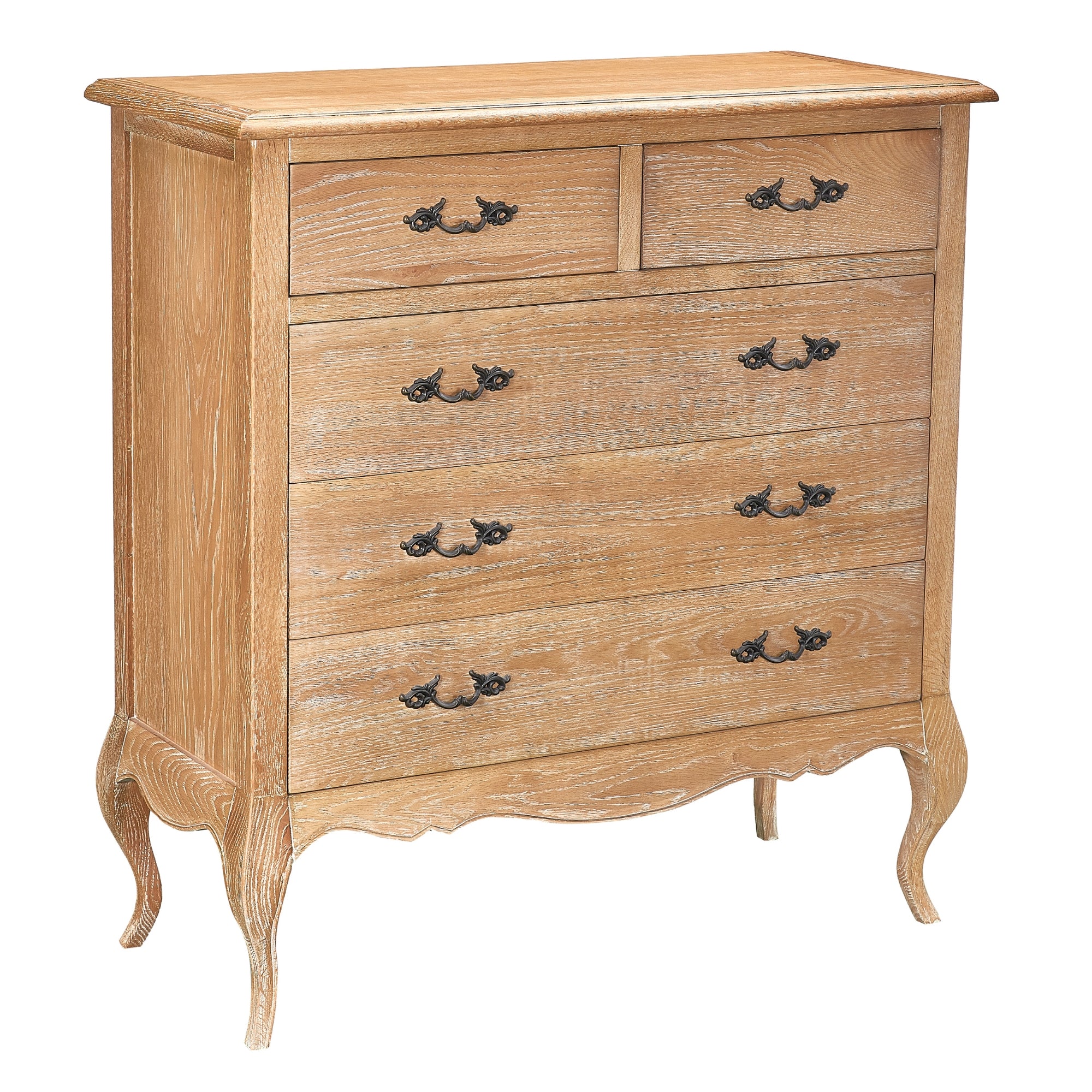 French Provincial Oak Bedside Tables & Tallboy Set, 3pcs