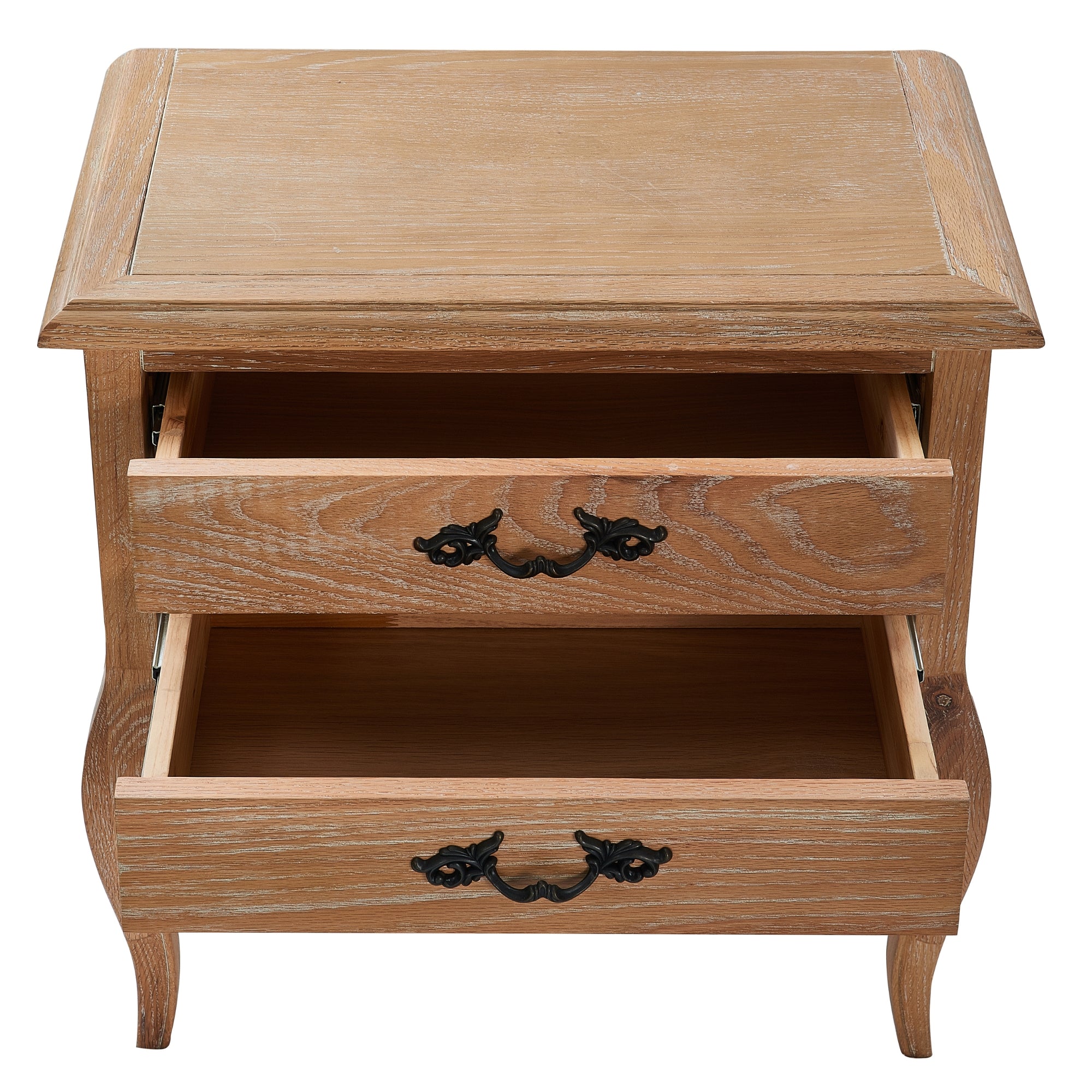 French Provincial Oak Bedside Tables & Tallboy Set, 3pcs