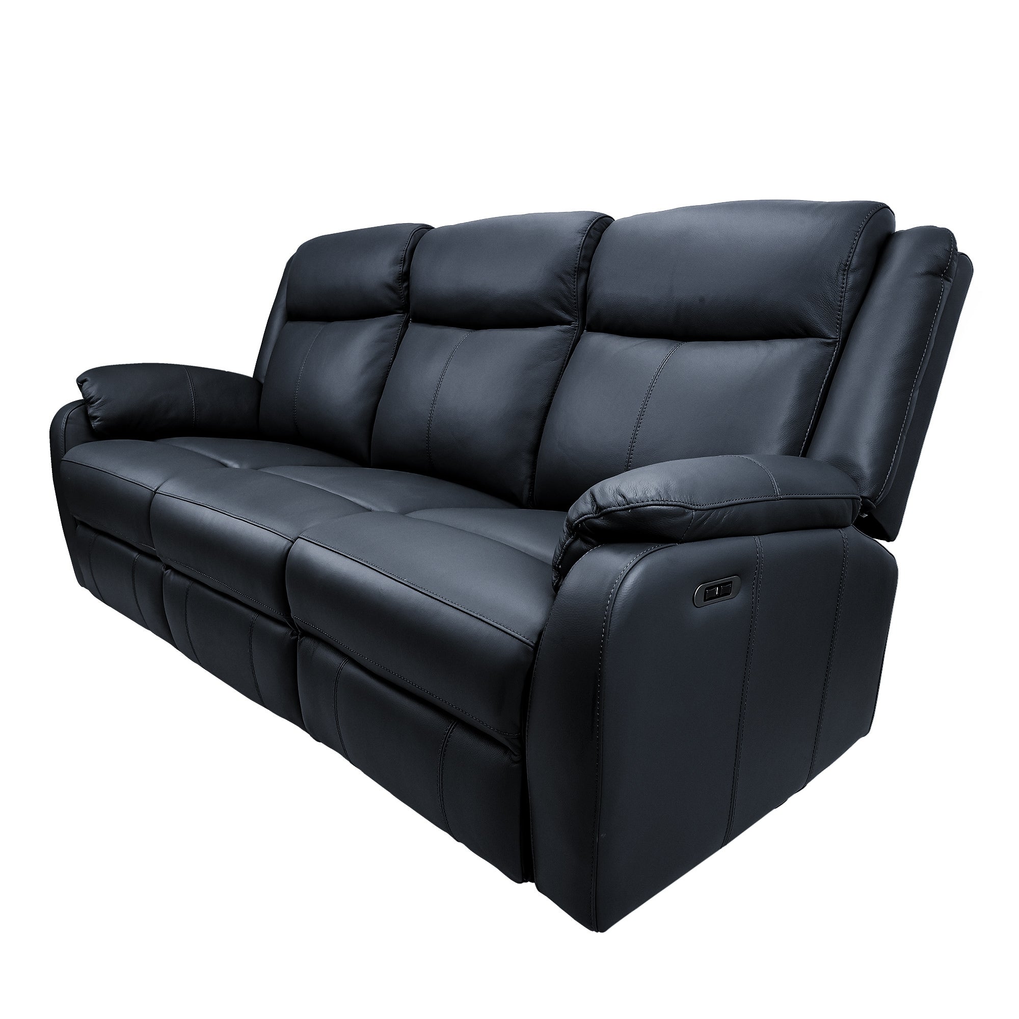 Black Electric Recliner Leather Lounge Suite, 3+1+1 Seater