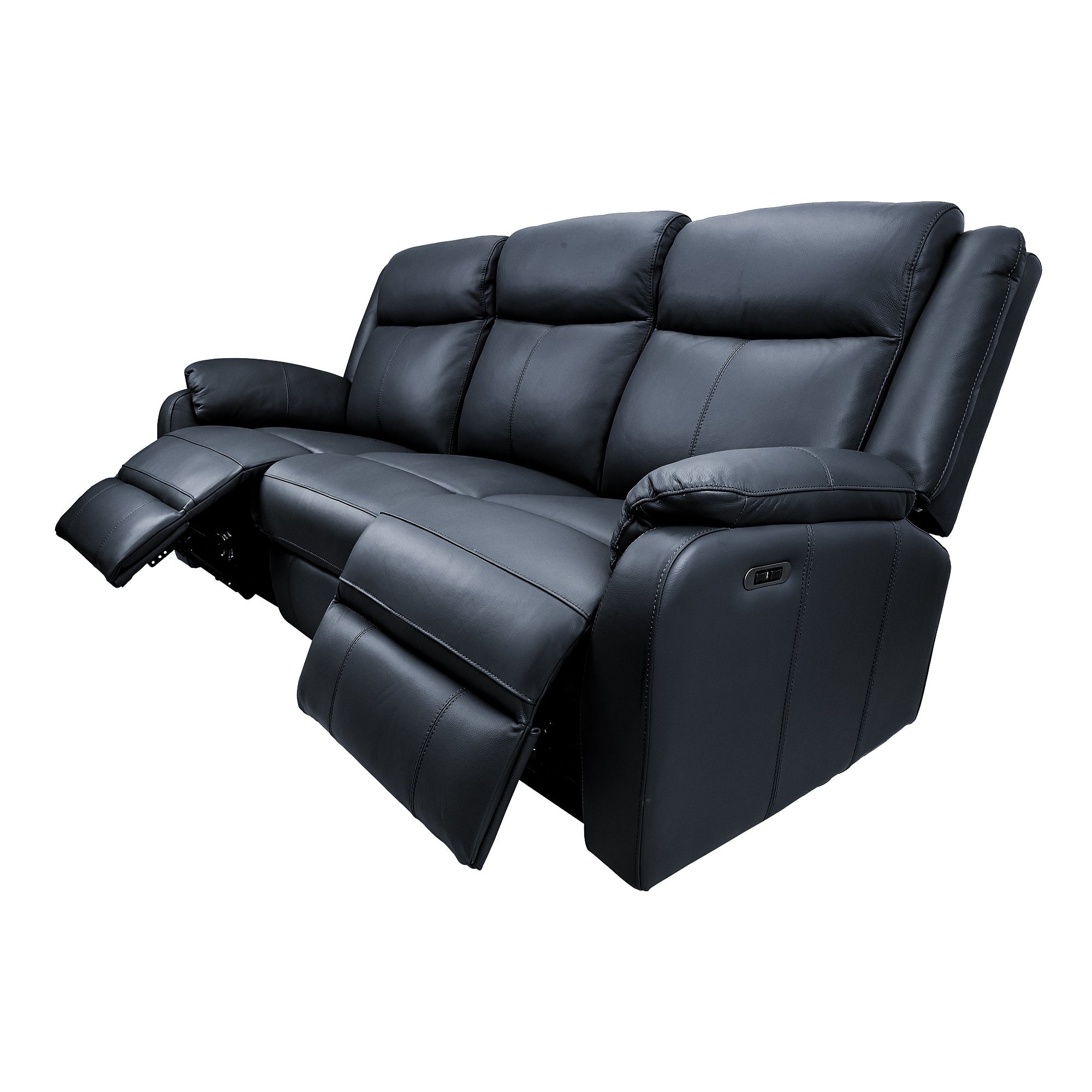 Black Electric Recliner Leather Lounge Suite, 3+1+1 Seater