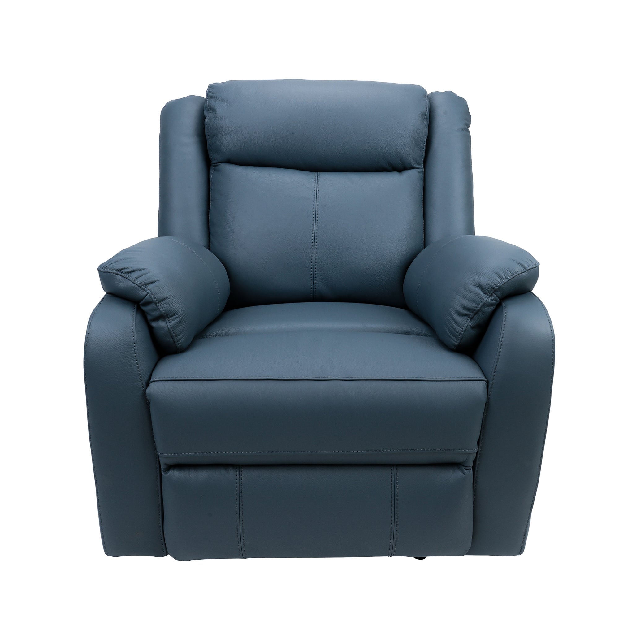Blue Genuine Leather Electric Recliner Lounge Set with USB