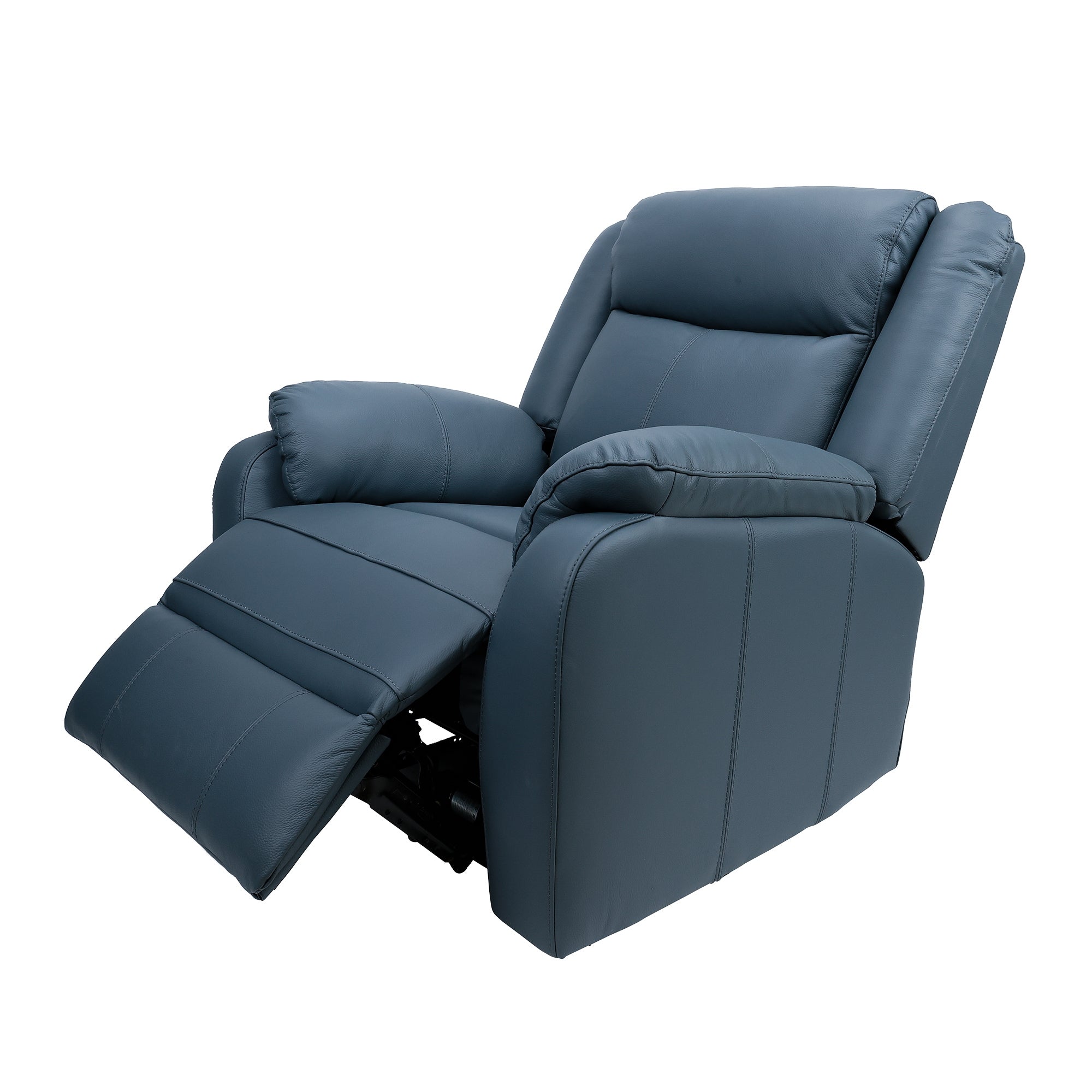 Blue Genuine Leather Electric Recliner Lounge Set with USB