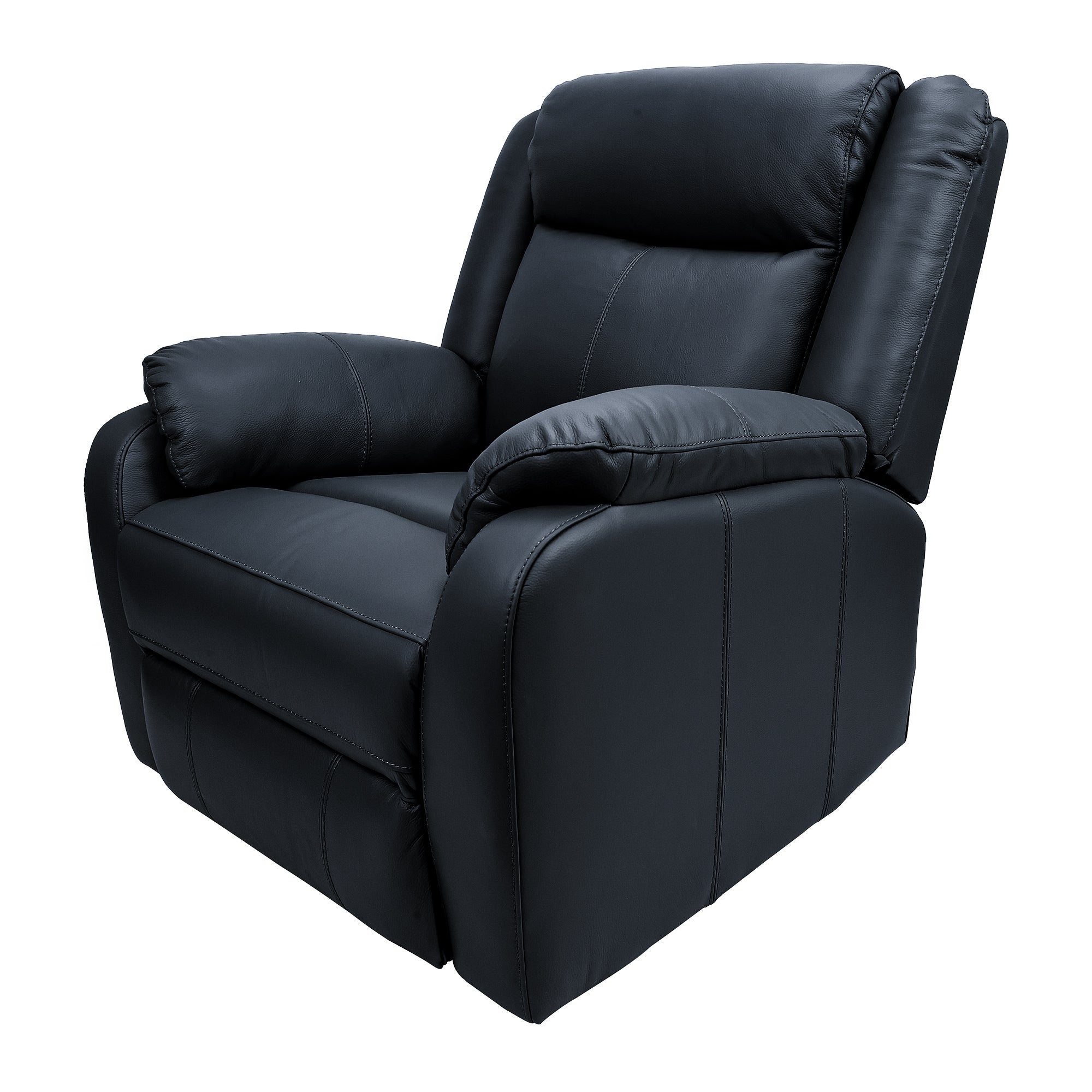 Black Electric Recliner, Genuine Leather, USB Port, 1 Seater Lounge