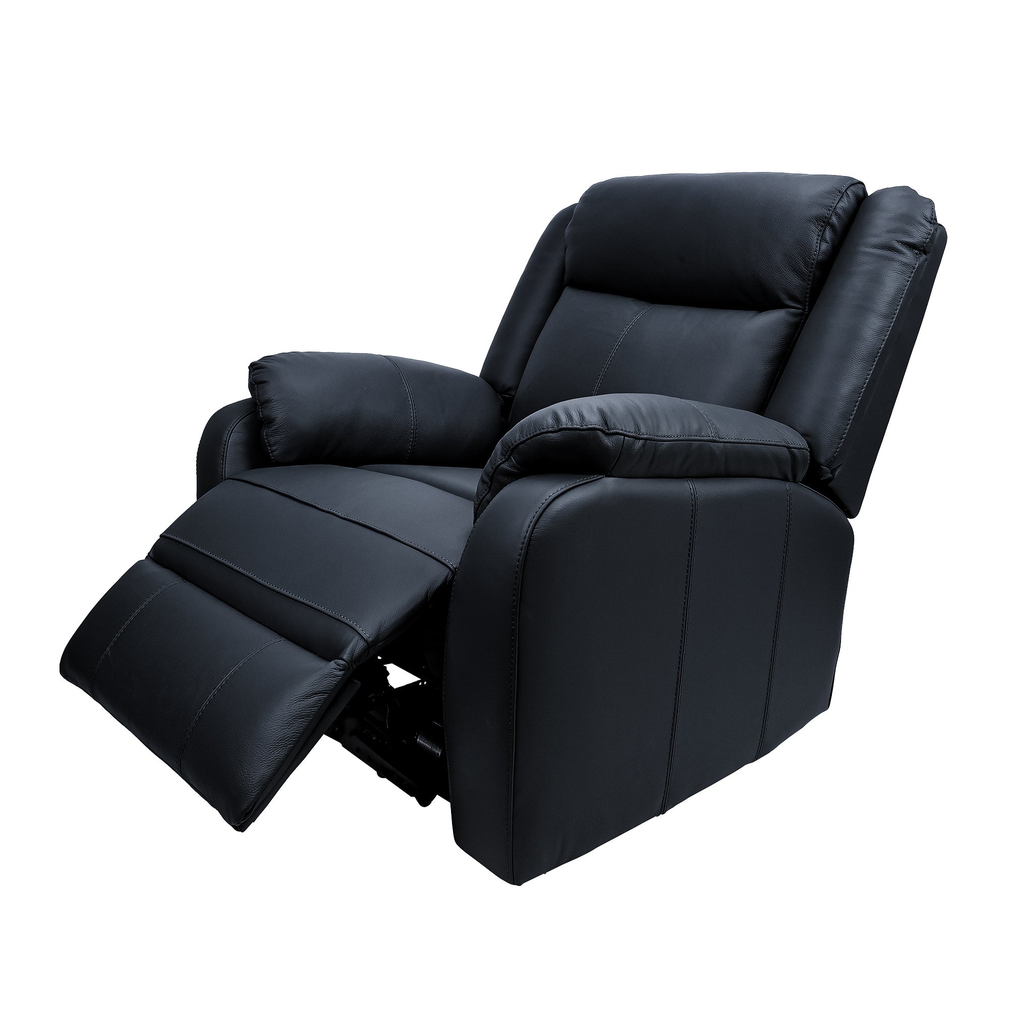Black Electric Recliner, Genuine Leather, USB Port, 1 Seater Lounge