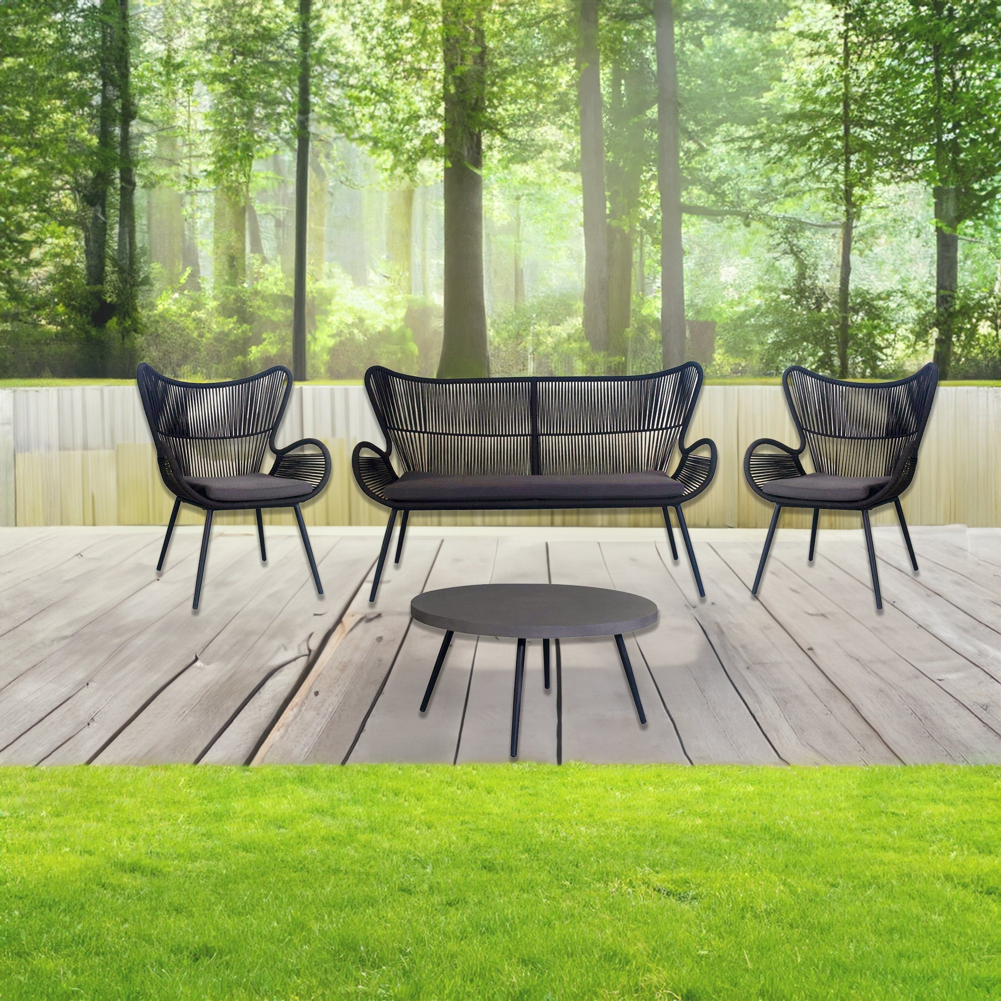 Weather-Proof 4pc Outdoor Sofa Set + Cement Coffee Table